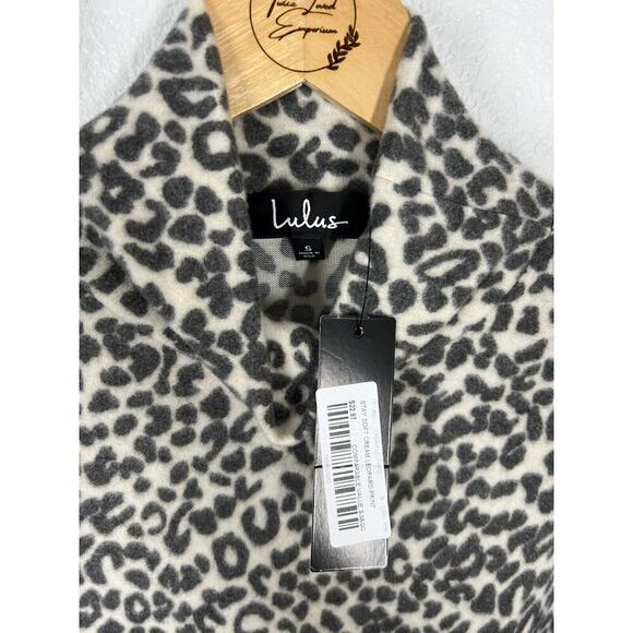 Lulus Stay Soft Cream Leopard Print Top Size Small S Long Sleeves Mock Neck - Picture 3 of 6